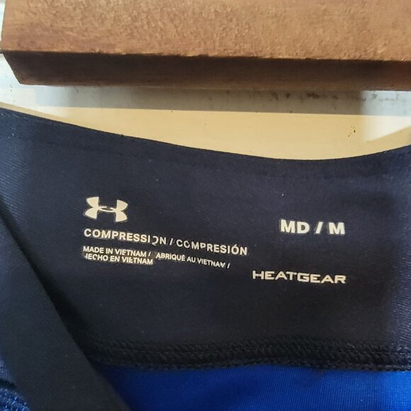 Under Armour Heat Gear Capri‎ Leggings Size Medium Blue Compression - Picture 5 of 5